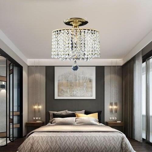 Modern golden royal crystal lustre Ceiling Lights E27 vintage art deco LED ceiling Lamp Luminaire For Living Room bedroom hotel