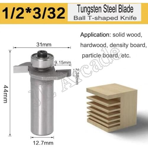 "T" Type Slotting Cutter Tungsten Steel Balde Ball T-shaped Knife for Arcade Game Wooden Cabinet use with T-Molding 3/32" 2.38mm
