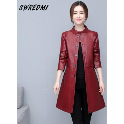 Leather Trench Female Spring Oversized 5XL High Quality Coat Women Single Breasted Slim Fashion Autumn Clothing Suede SWREDMI