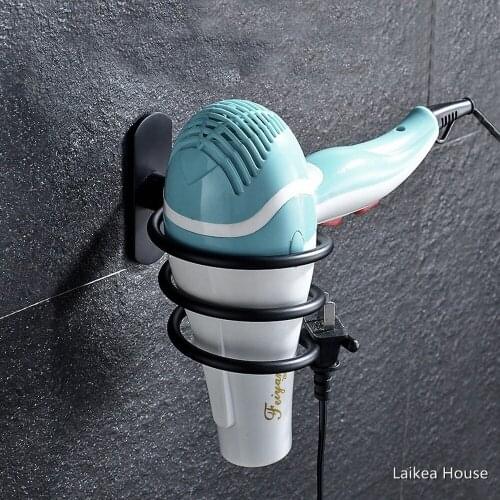 Space Aluminum Bathroom Storage Rack Hair Dryer Racks Wall-Mounted Toilet Free Punch Hair Dryer Bracket Stainless Steel Holder