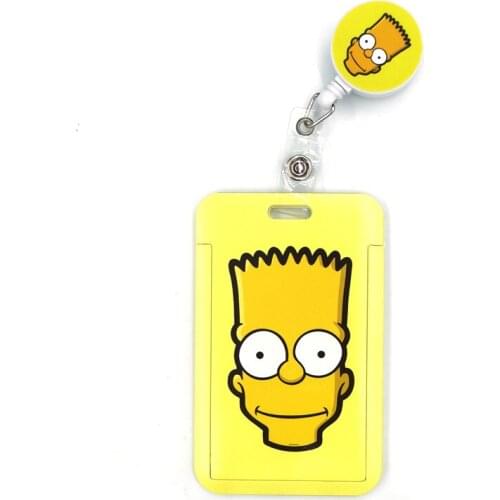 Funny Cartoon Characters Yellow Fashion Women Card Holder Lanyard Colorful Retractable Badge Nurse Doctor Student Exhibition