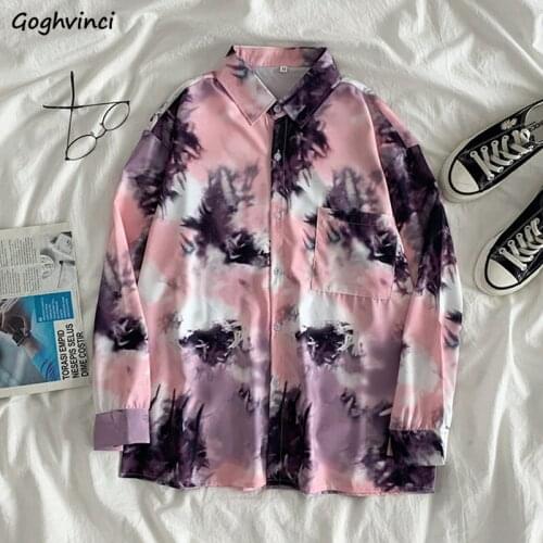 Shirts Women Tie Dye Designer Chic Personalized Shirt Womens Ins Casual Spring Autumn Fashion Ulzzang Tops Harajuku BF Ladies