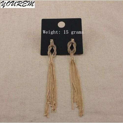 14.5cm length gold color long statement tassel dangle earrings for women alloy nickel free jewelry accessories gifts fj624