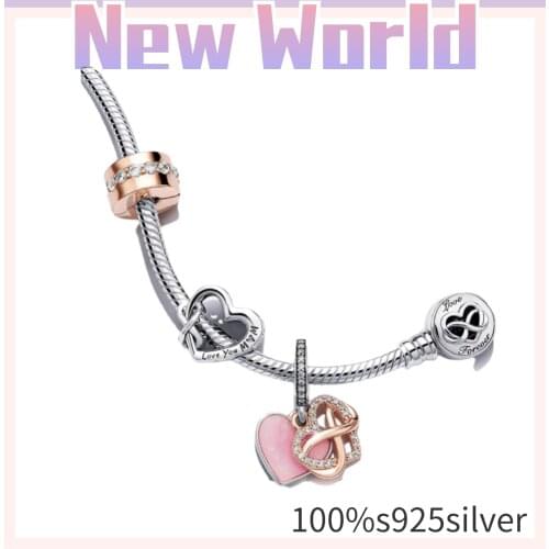 2021 hot style 100% 925 Sterling Silver Mothers Day Charm Flat Bracelets Perfect for women with original DIY Charm Jewelry