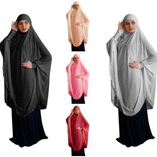 Women The New Summer Autumn Muslim Hijab One pieces Robe Islamic Prayer Hijab Middle East Arab Women Robe Loose Bat Sleeves