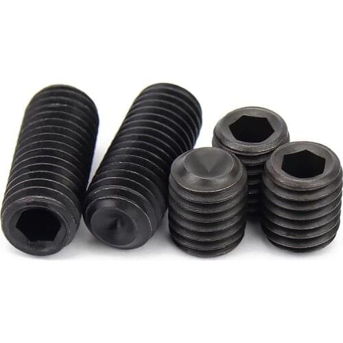 10/50pcs DIN916 Black Grade 12.9 Alloy Steel Hexagon Socket Allen Cup Point Grub Set Screw Bolt M1.6 M2 M2.5 M3 M3.5 M4 M5 M6 M8