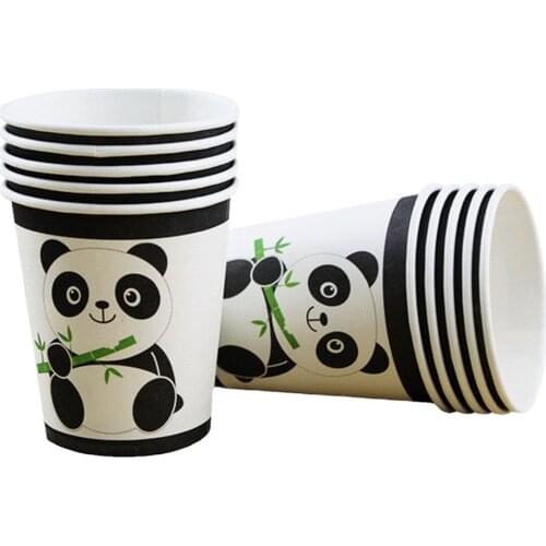 10pc China Cute China Panda Happy Birthday Party Disposable Tableware Sets Paper Cups Plates Tablecloth Baby Shower Banner Boxes