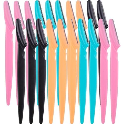 20Pcs Facial Blades Eyebrow Razor Face Shaver Eye Brow Trimmer Shape Hair Remover Cutter Scissors Precision Cover Woman Makeup