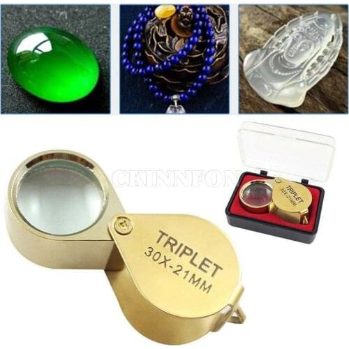 DHL 200PCS Popular Folding 30X 21mm Jewelers Eye Loupe Magnifier Pocket Magnifying Glass