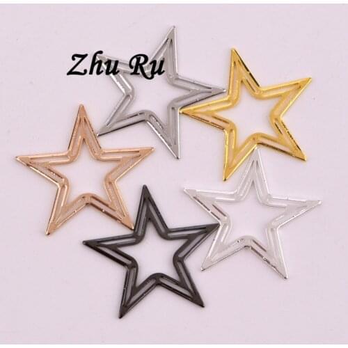 23mm 10pcs copper Double-layer five-pointed Lucky star, starfish crafts Necklace Jewelry Handmade DIY Charms Pendant