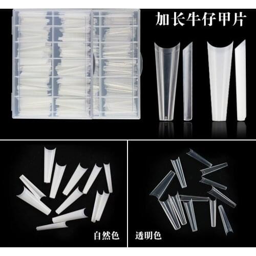 240Pcs XXL Coffin Tips Extra Long Coffin Nail Tip- 240 Pcs XXL C Curved Coffin Shape Nail Tip Clear Half Cover Nail Tip 12 Size