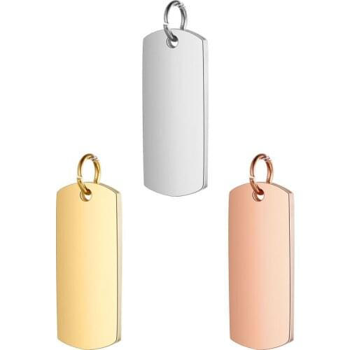 5pcs/lot 100% Stainless Steel 8*23.5mm Oblong Tag Charm Pendant for Bracelet Necklace Jewelry Making Tag