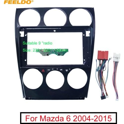 FEELDO Car Audio 2Din Fascia Frame Adapter With AC Panel & Power Cable Canbus For Mazda 6 Big Screen DVD Fitting Dash Trim Kit