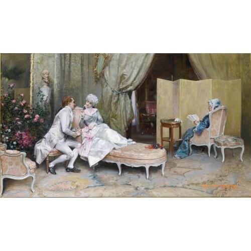 Free shipping classical court people grandma grandchildren canvas painting oil painting on canvas wall art decoration picture