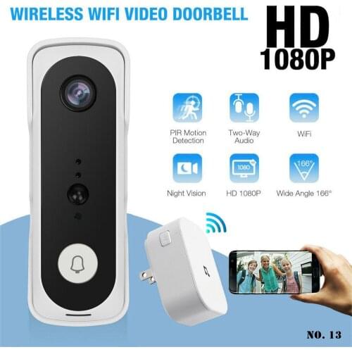 Wireless Doorbell Video Smart Talk Door Ring Security HD Doorbell Camera WiFi Bell Smart Chime Home Security System Chimes Black