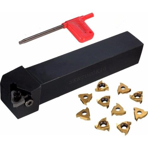 SER2020K16 CNC Lathe Turning Tool Holder Boring Bar with 10Pcs 16ER AG60 Blade Insert Machine Accessories Turning Tool Set