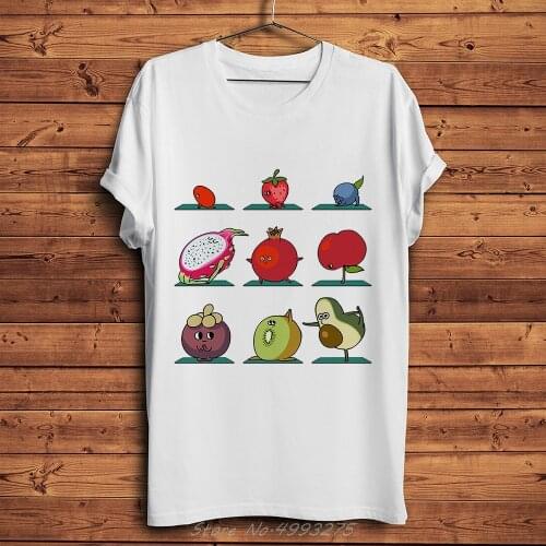 Cute Super Fruits Yoga Funny T Shirt Men New White Casual Tshirt O-neck Unisex Fresh Kawaii Streetwear Short t-shirt