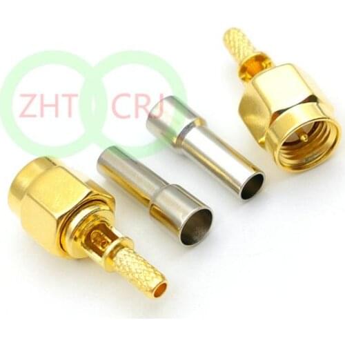5pcs brass SMA male plug center window crimp RG174 RG316 LMR100 cable RF adapter