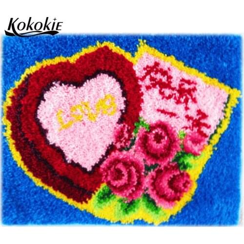Latch hook kit rug flower printed vloerklee foamiran for needlework handwerken knoop embroidery yarn crochet needle for carpet
