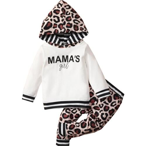 2021-07-15 Lioraitiin 0-4Years Toddler Baby Girl 2Pcs Casual Clothing Set Long Sleeve Hooded Top Leopared Long Pants