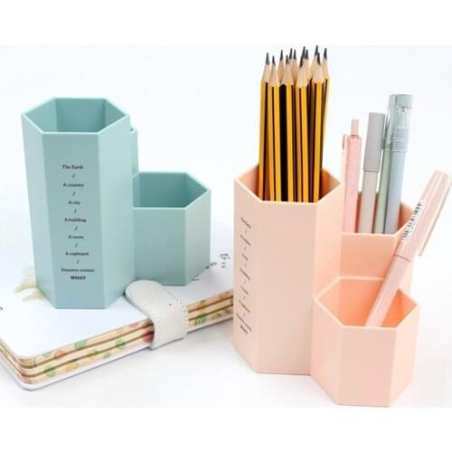 1PC Creative Multi-function Plastic 3 Grid Desktop Pen Holder Makeup Brush Office School Supplies Student Stationery Organizer