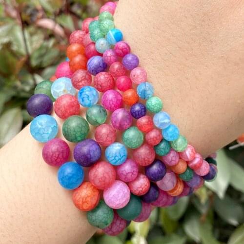 Matte Multicolor Dragon Veins Agates Stone Round Beads For Jewelry Making 6/8/10mm Spacer Loose Beads Diy Bracelet Necklace