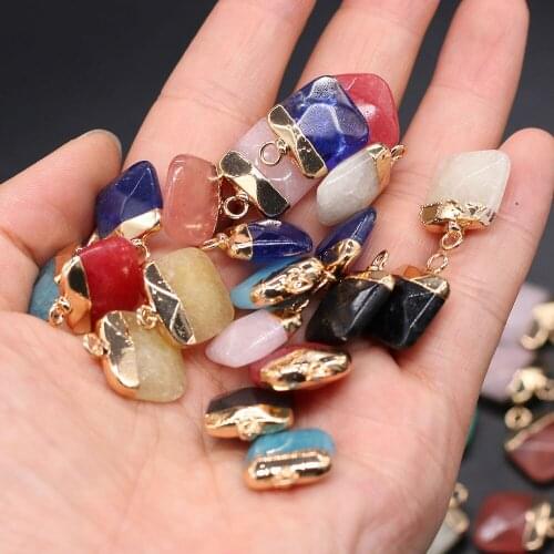 Natural Stone Pendant Square shape Faceted Semi-Precious Exquisite Charm for Jewelry Making DIY Necklace Earrings Accessories