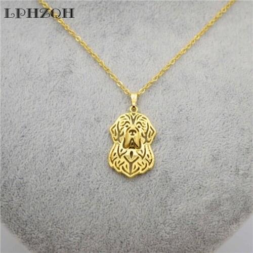 LPHZQH Fashion Cute Puppy Newfoundland Dog Pendant Necklace Women Collar Jewelry Christmas Gift Punk Gold Color Color