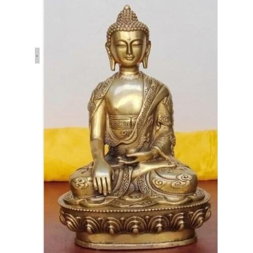 Copper Crafts Brass Tibetan Buddhis shakyamuni bronze buddha statue 22cm Bronze wedding copper