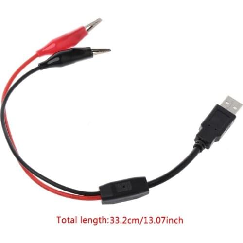Copper Alligator Clips with Wire Male USB Connector Test Leads Crocodile Clamp