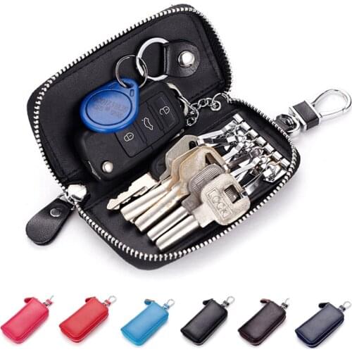 New arrival Genuine leather Men key holder organizer multifunctional women key case wallet Housekeeper female bags for car keys