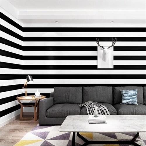 Beibehang simple stripe wallpaper black gray vertical lines non - woven living room full of wallpaper pure color fine lines