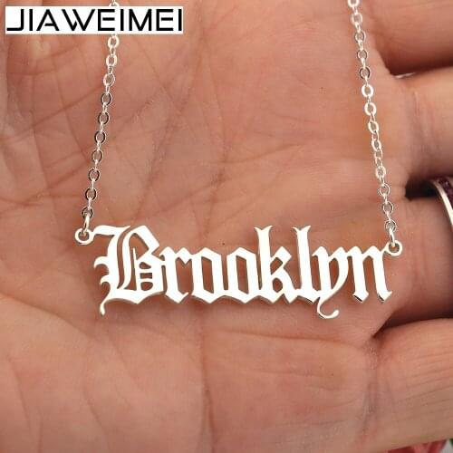 Custom English Name Plate Necklace Silver 925 Solid For Women Girl Bridemaid Jewelry Personalized Gift