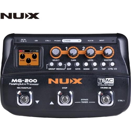 NUX MG200 MG-200 Guitar Processor Multi Guitar Effect Pedal 55 Effects 70s Recording Guitar Looper Drum Machine Pedal Adapter