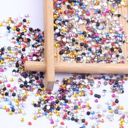 Half Round Beads Facets Many Colors 2mm 10000pcs Flatback Glue On Acrylic Rhinestones DIY Craft Backpack Garment Accessories