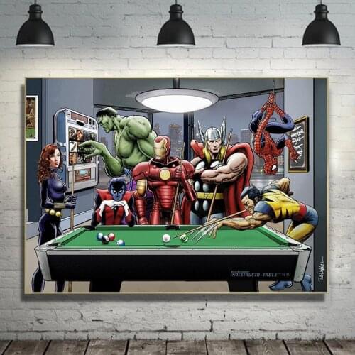 Marvel Superhero Canvas Painting Poster Spider-Man Iron Man Hulk Printmaking Wall Art Pictures for Living Room Cuadros Decor