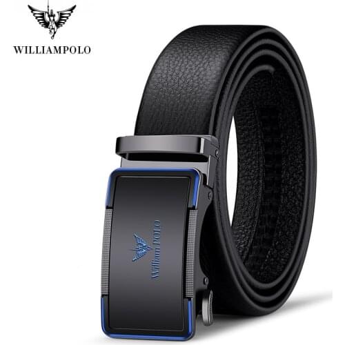 WILLIAMPOLO Genuine leather Belt Men Top Quality Luxury high quality Business Belts for Men Strap Male Metal Automatic Buckle