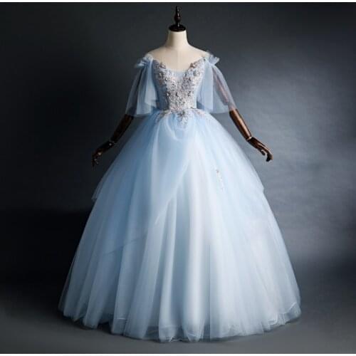 Luxury light blue vintage ball gown long dress vintage medieval dress Renaissance princess Victoria dress