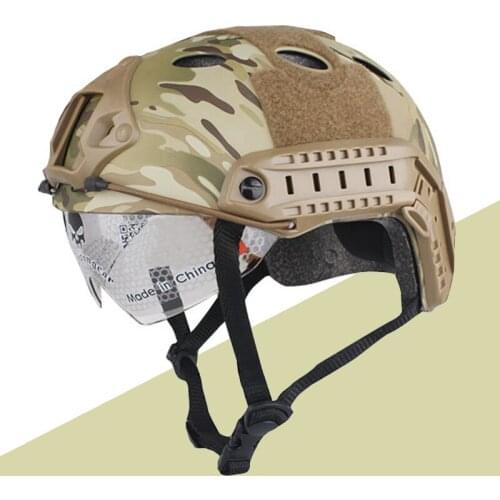 Airsoft FAST Helmet with Wing Glass Goggles Protective Fast Helmet Painball CS Riding Hunting Outdoor Sports Tactical PJ Helmet
