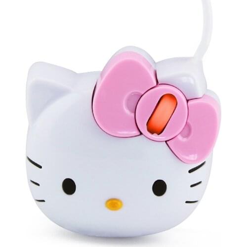Cute Cartoon Pink Hallo Kitty Wired Mouse 3D USB Optical Mini Mice 1200 DPI Gaming Mause For Computer Laptop PC Kids Girl Gift