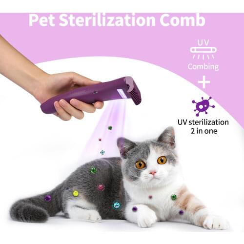 Pet Dog Brush UV Sterilization Comb Pet Hair Remover Insect Removal Cat Brush To Floating Hair Massage Dog Grooming Pet Supplies