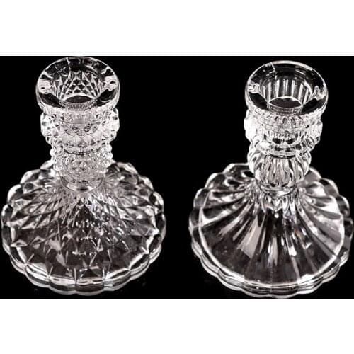 Glass Candle Holders Wedding Candlestick Fine Transparent Crystal Glass Candle Stand Dining Home Decoration