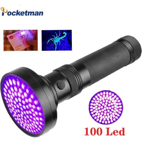 100 LED UV Black Light Super Bright Purple Light 395nm Ultra Violet UV LED Flashlight 395-400nm LED Lamp Pet Stains and Bed Bug