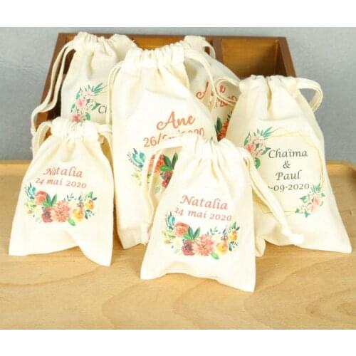 100pcs Personalized Name Date Custom bag printing wedding logo gift bag wedding gifts for guests Jewelry Packaging