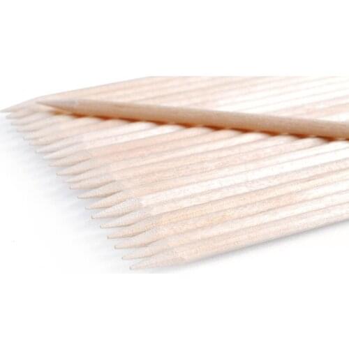 100pcs Orange Sticks Cuticle Pusher Cuticle Remover For Nail Art Care Manicures Nail Tools Angled Double Sided Orange Wood Stick