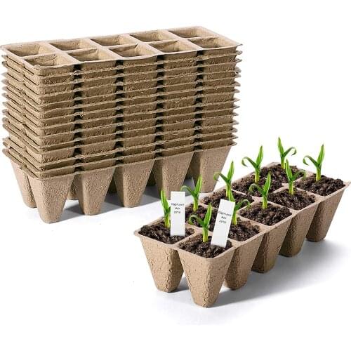 12/10 Holes Pulp Seedling Tray Garden Nursery Pot Tray For Green Succulent Flower Pot Vegetable Seed Grow Box With Plant Labels