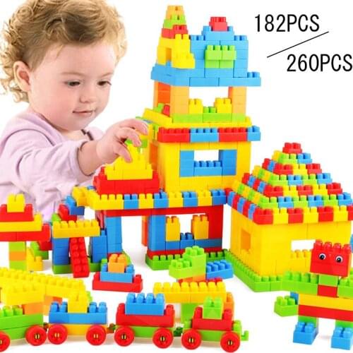 182 Pcs/ 260 Pcs Assembled Bricks DIY Model Building Blocks Kits Educational Toys Kids Gifts Hot Sale