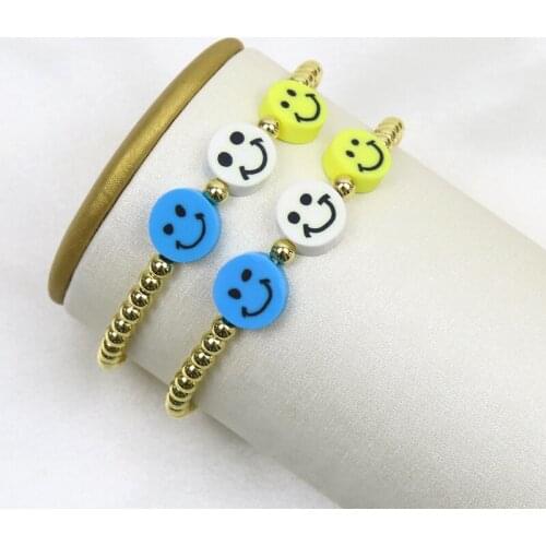20 Pieces Handmade Gold bead Bracelet Smile Face charms bracelet accessories bracelets for women jewelry 9914