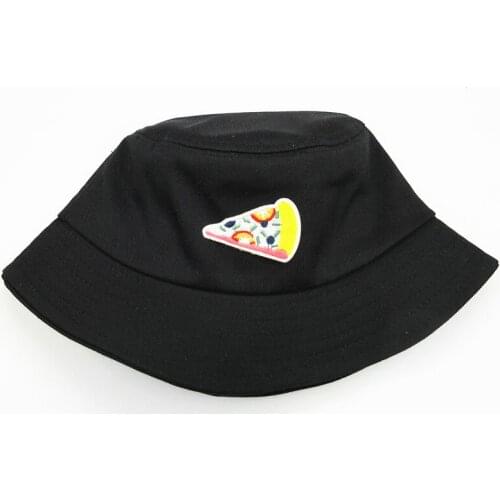 2021 Pizza Embroidery Cotton Bucket Hat Fisherman Hat Outdoor Travel Sun Cap Hats for Men and Women 115