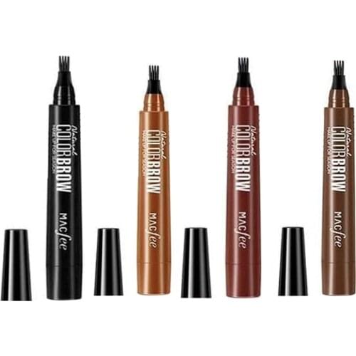 4Colors Four-claw Eyebrow Pen Eye Brow Tint Makeup Non-smudge Waterproof Eyebrow Pencil Cosmetic 4 Head Fork Tip Eyebrow Pencil